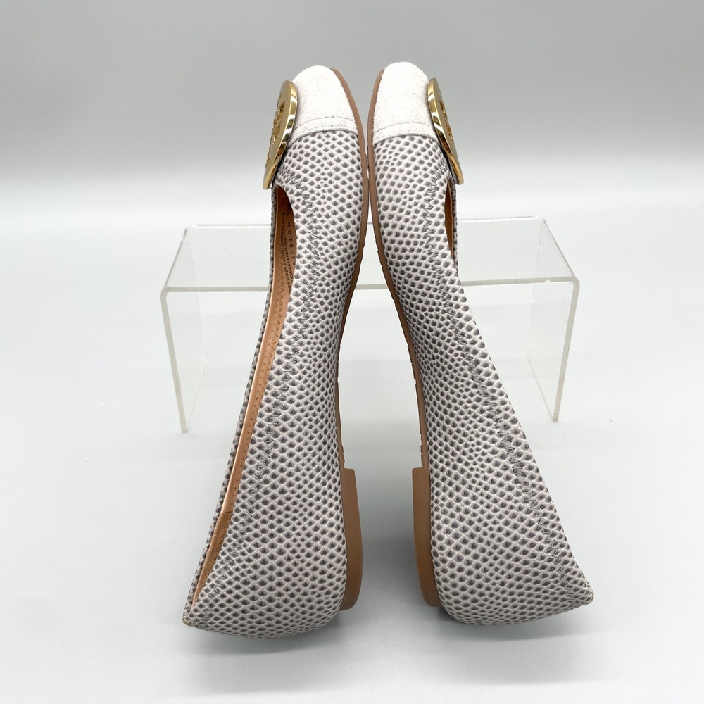 Tory Burch Serena Womens 7M Grey Snake Print Leather Ballet Flats Logo Preppy - Picture 10 of 12